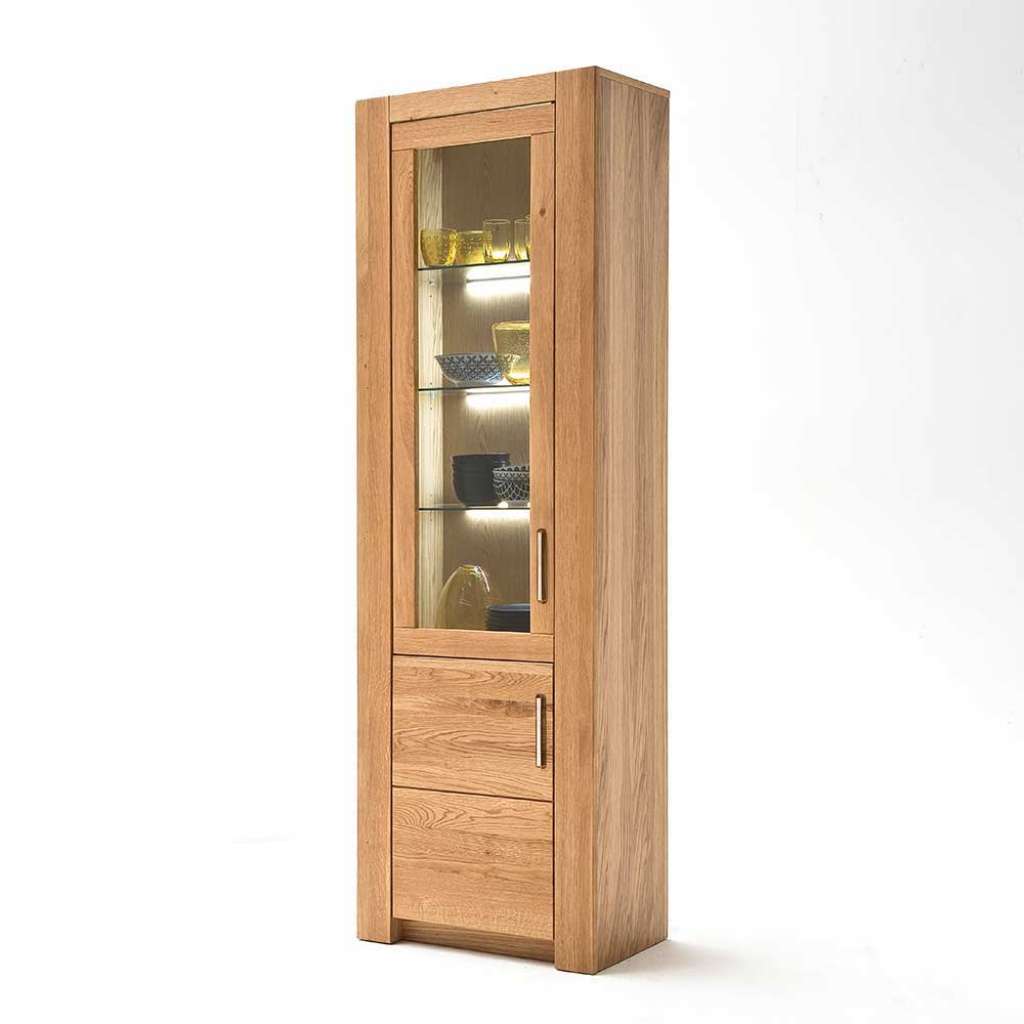 Vitrine aus Wildeiche teilmassiv 65 cm breit