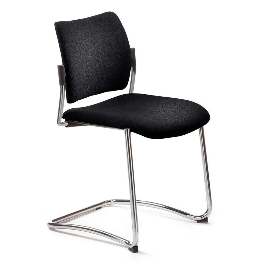Freischwinger Sessel in Schwarz Webstoff Armlehnen