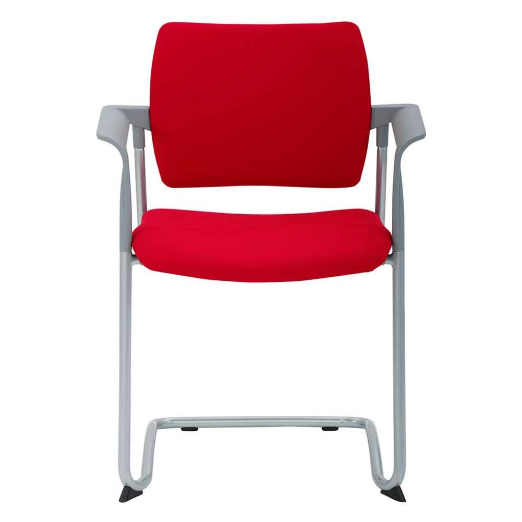 Armlehnen Freischwinger in Rot Webstoff Made in Germany