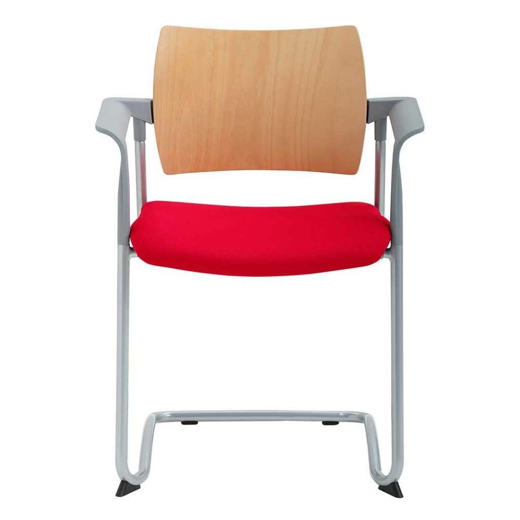 Armlehnen Freischwinger in Rot und Buchefarben modern