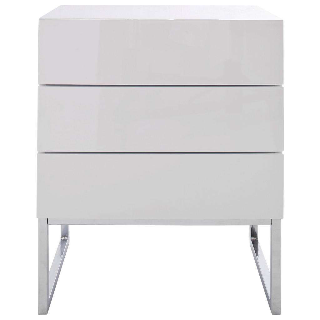 NACHTKÄSTCHEN Weiß, Chromfarben 50/50/40 cm
