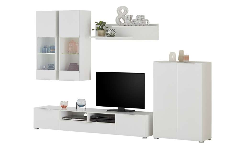 Wohnwand  Vetro ¦ weiß ¦ Maße (cm): B: 285 H: 190 T: 40 Wohnwände - Höffner