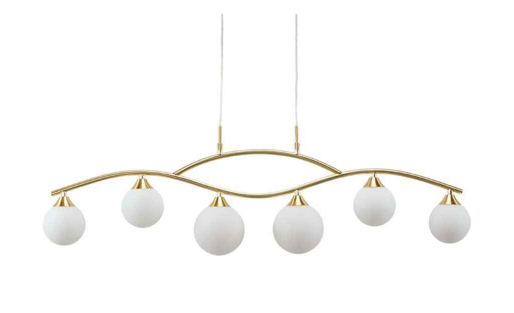 KHG Pendelleuchte, 6-flammig, Messing mit Glaskugeln ¦ silber ¦ Maße (cm): B: 12 H: 135 Lampen & Leuchten > LED-Leuchten > LED-Pendelleuchten - Höffner