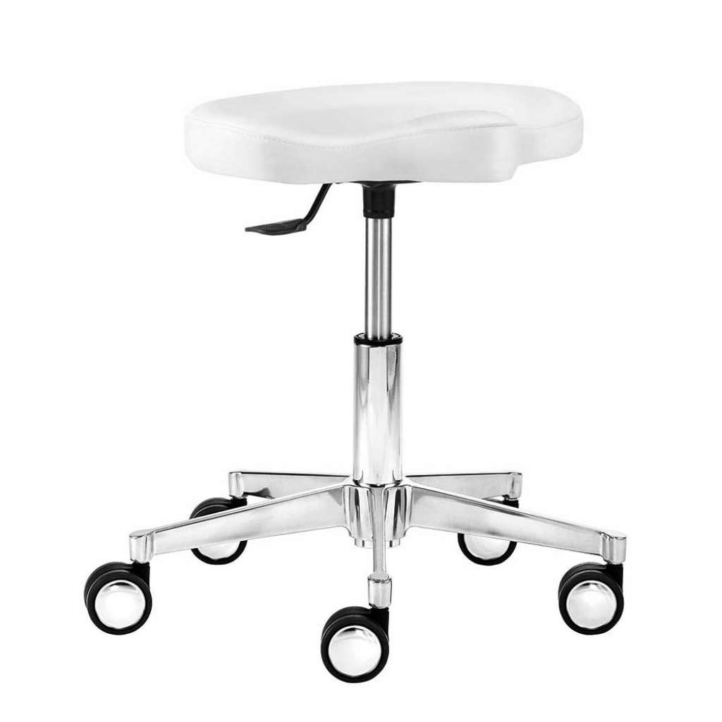 Hocker in Weiß Kunstleder Rollen