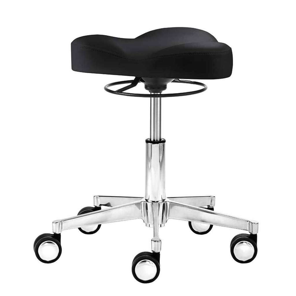 Hocker in Schwarz Kunstleder höhenverstellbar