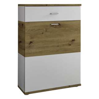 SCHUHSCHRANK Weiß, Eichefarben