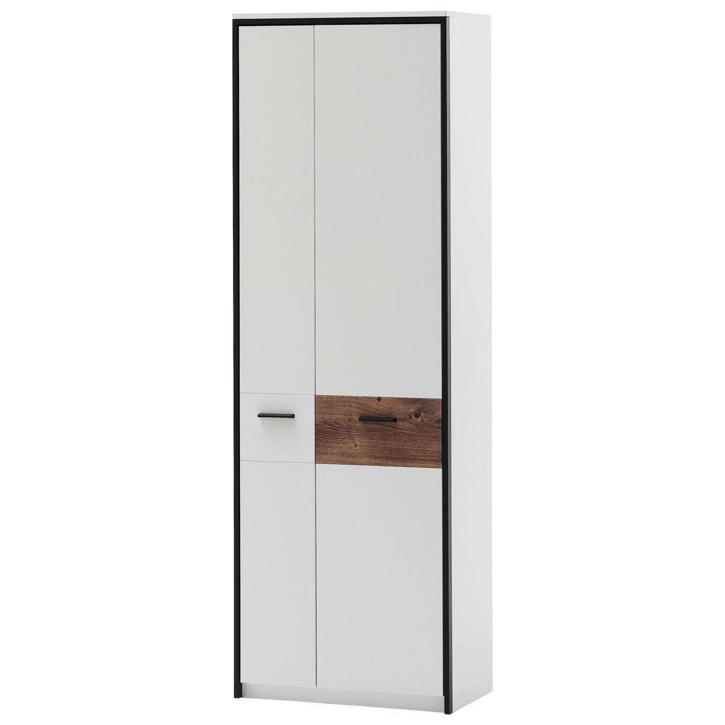 GARDEROBENSCHRANK tiefgezogen, Melamin Weiß, Eichefarben