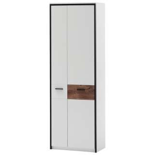 GARDEROBENSCHRANK tiefgezogen, Melamin Weiß, Eichefarben