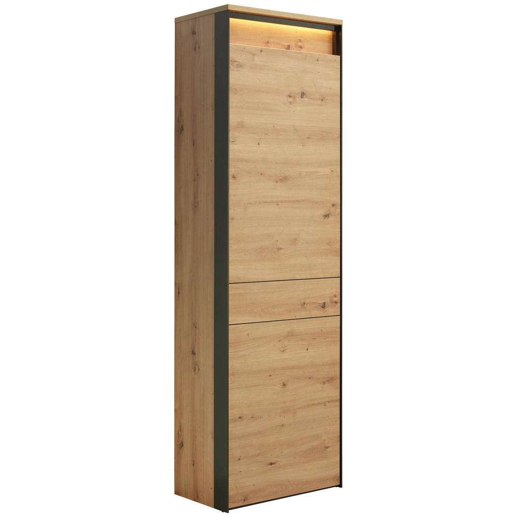 GARDEROBENSCHRANK Melamin Schwarz, Eichefarben
