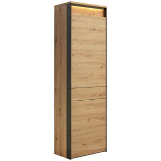 GARDEROBENSCHRANK Melamin Schwarz, Eichefarben