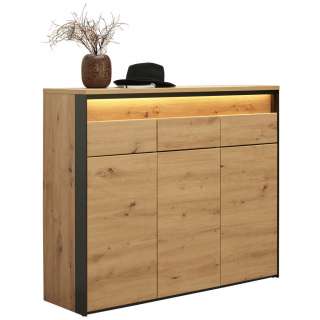 SCHUHSCHRANK Melamin Schwarz, Eichefarben