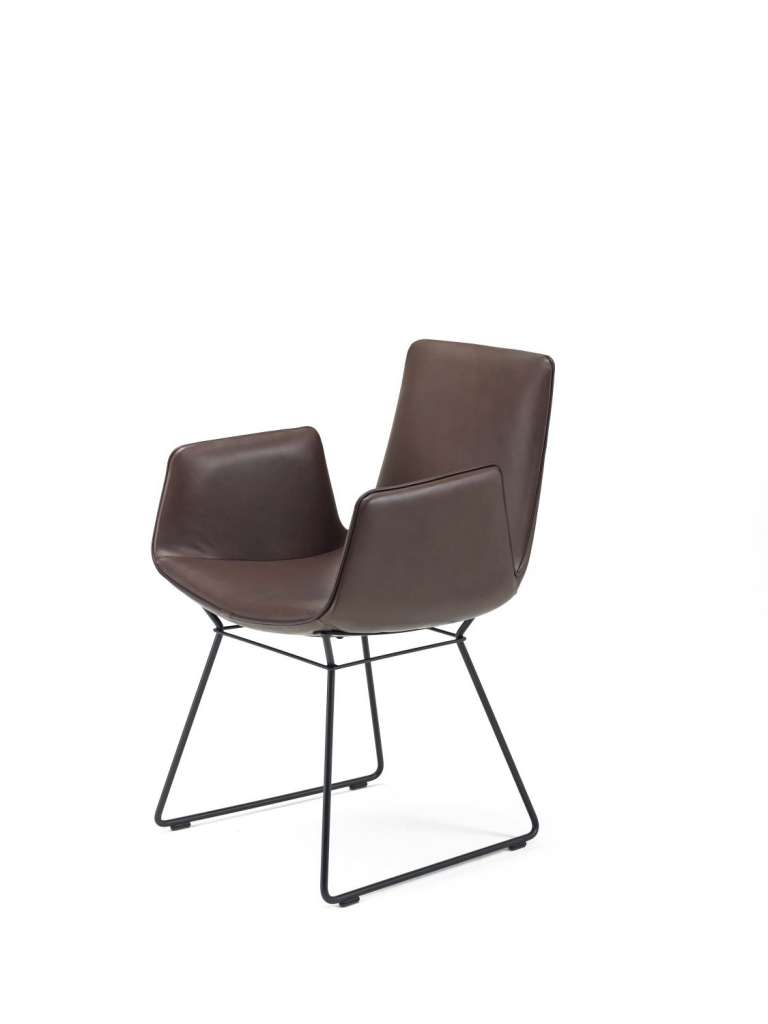 FREIFRAU - Amelie Armlehnstuhl Drahtgestell - Leder Oman Ebony - indoor