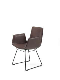 FREIFRAU - Amelie Armlehnstuhl Drahtgestell - Leder Oman Coffee - indoor
