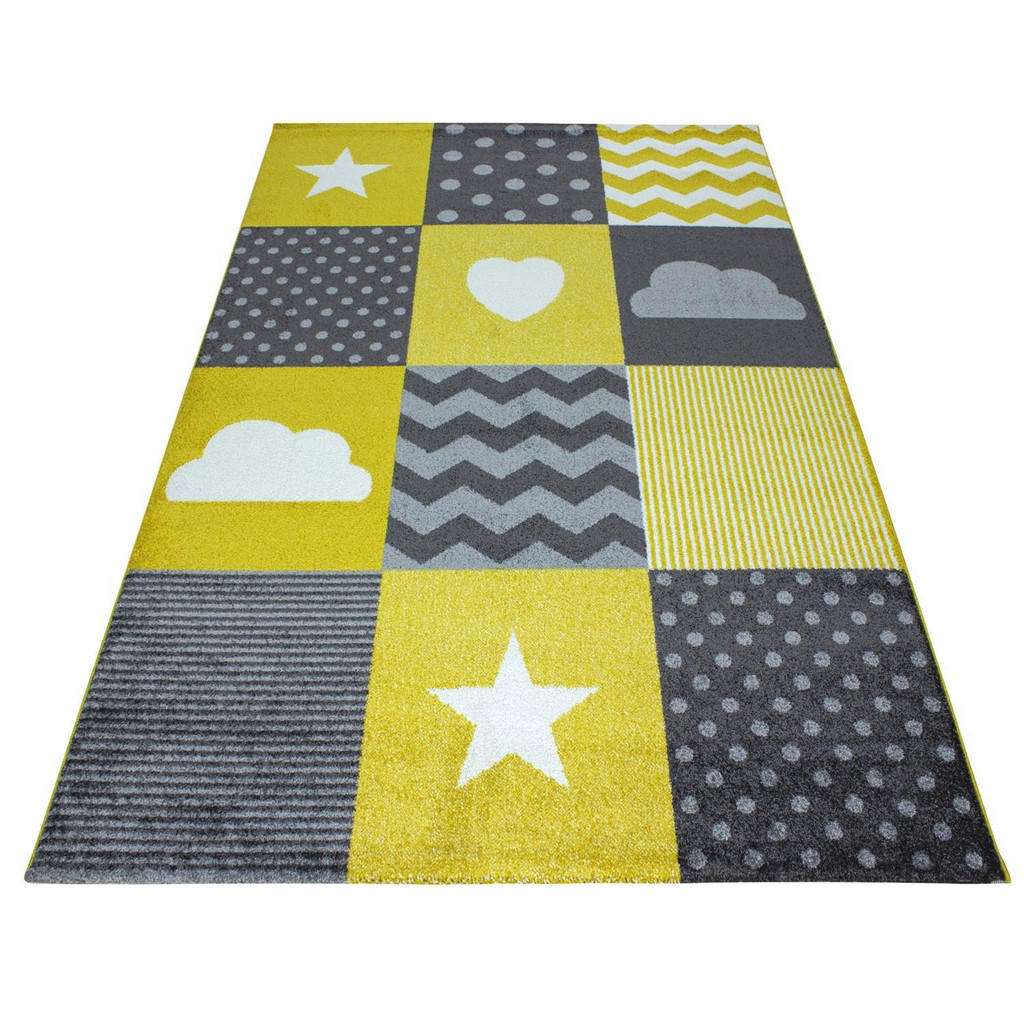 KINDERTEPPICH 80/150 cm Gelb, Grau, Weiß