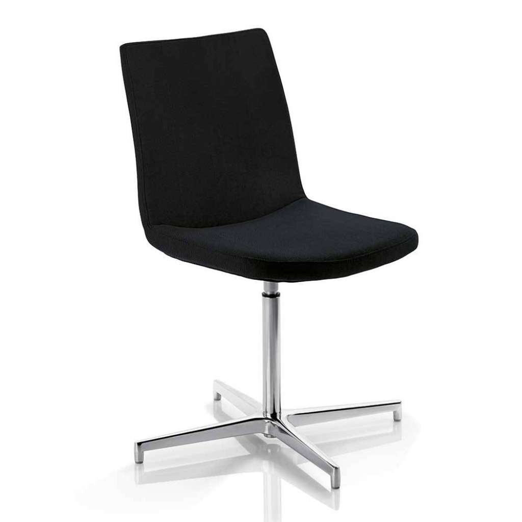 Esstischstuhl in Schwarz Echtleder drehbar