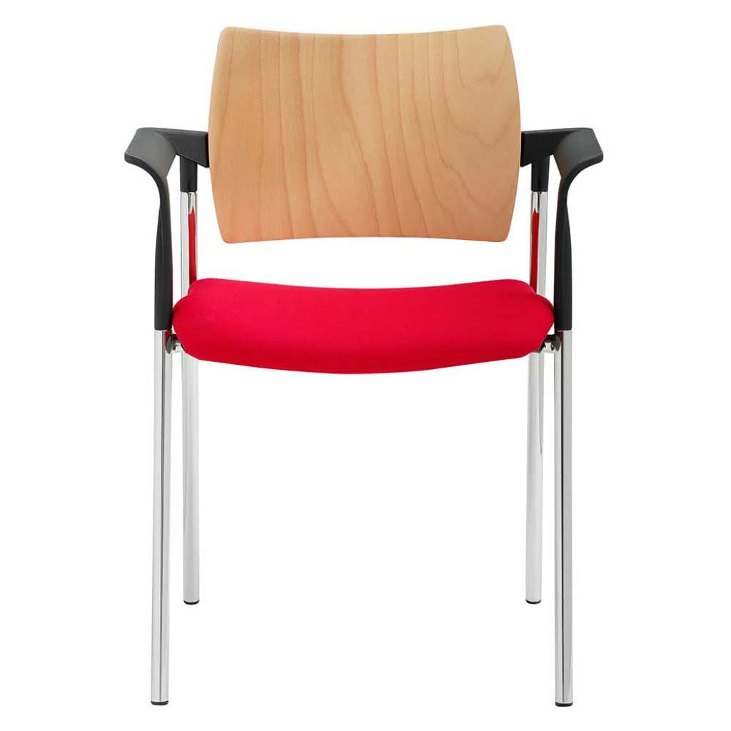 Armlehnstuhl in Rot und Buchefarben Made in Germany