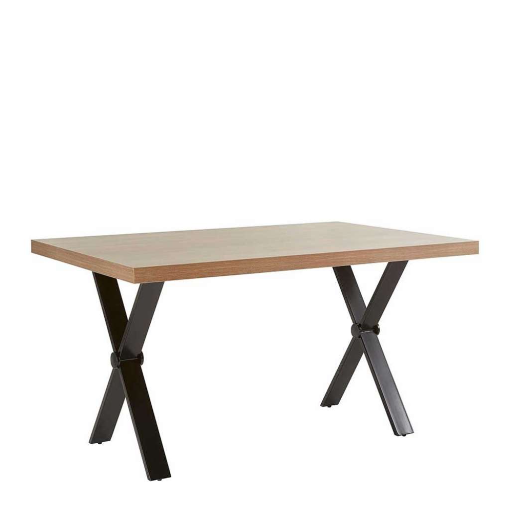 Esszimmer Tisch in Eichefarben und Schwarz X-Füßen