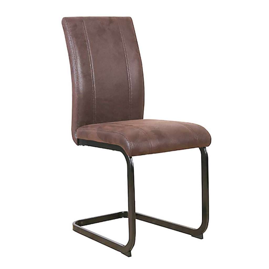 Freischwinger Stühle in Braun Kunstleder hoher Lehne (2er Set)