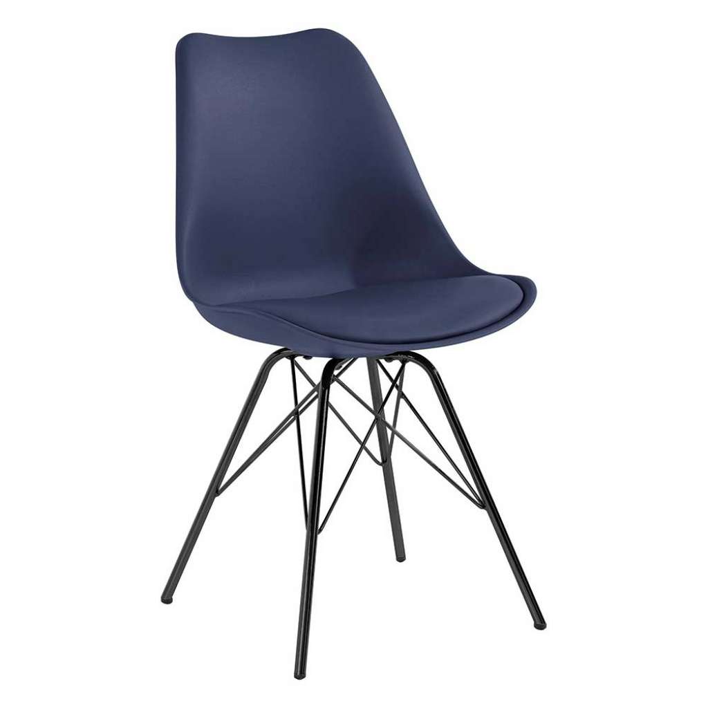 Schalenstühle in Dunkelblau Kunststoff Metallgestell (2er Set)