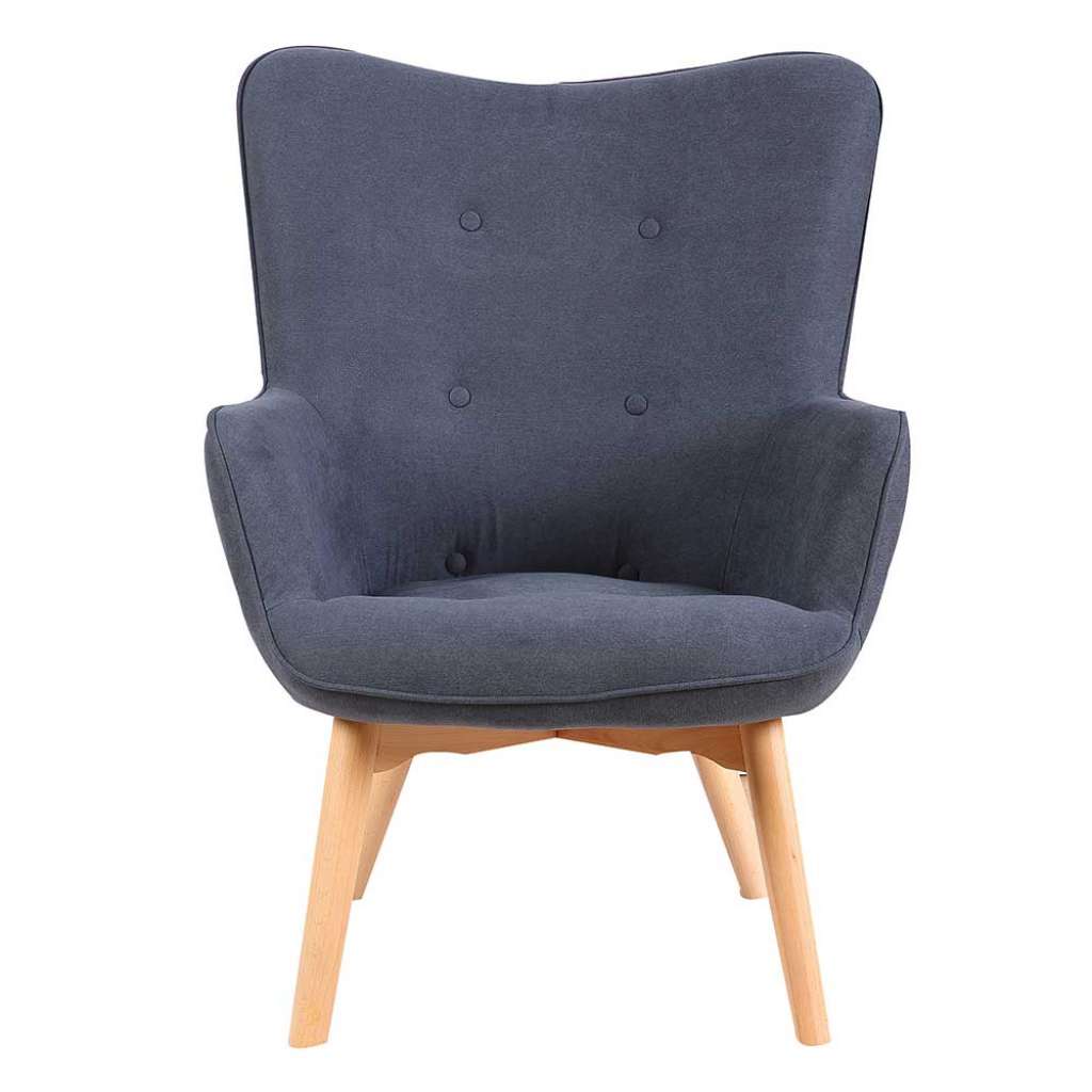 Skandi Design Sessel in Grau Webstoff 45 cm Sitzhöhe