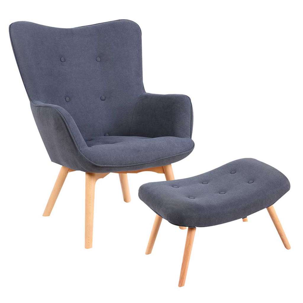 Lesesessel in Grau Webstoff Skandi Design (2-teilig)