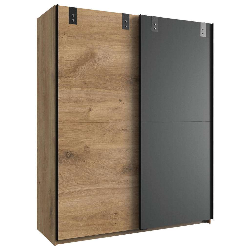 SCHIEBETÜRENSCHRANK 2-türig Graphitfarben, Eichefarben