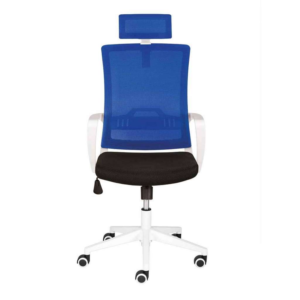 Schreibtischsessel in Blau und schwarz Lendenwirbelstütze