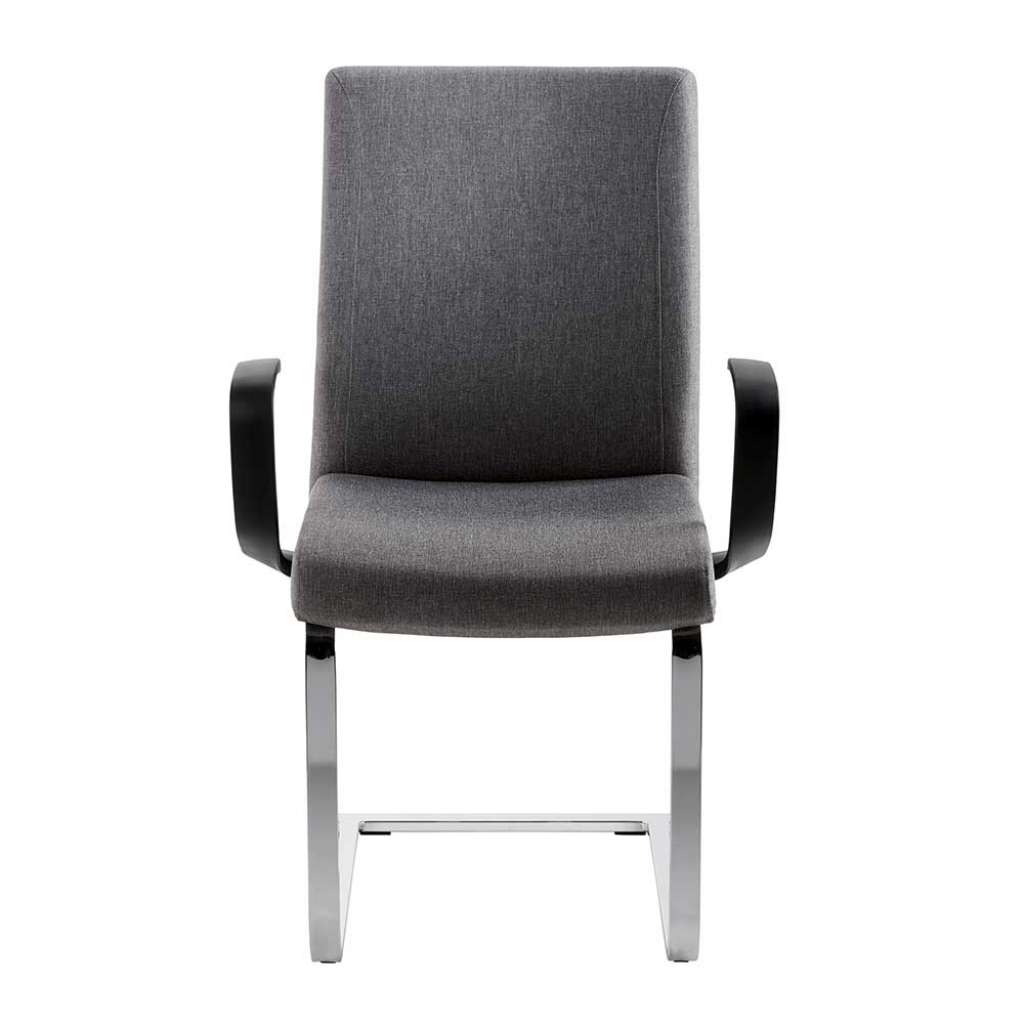 Freischwinger Sessel in Grau Webstoff hoher Lehne