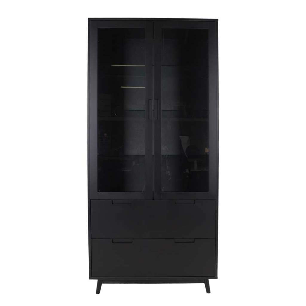 Vitrinenschrank in Schwarz 95 cm breit