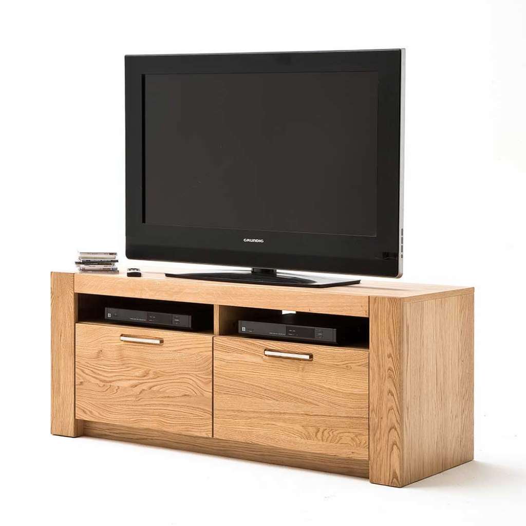 TV Unterschrank aus Wildeiche Massivholz zwei Schubladen
