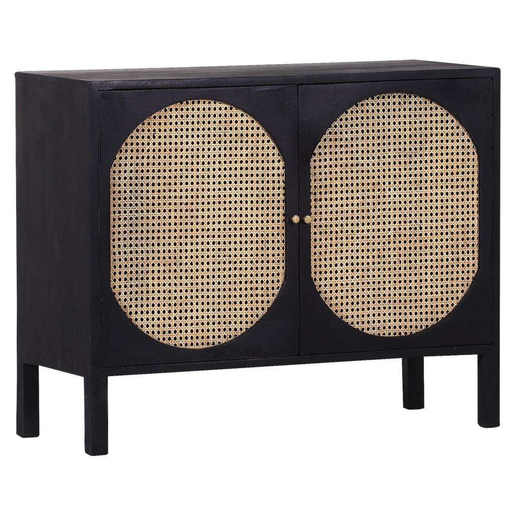 SIDEBOARD Mangoholz massiv lackiert, gebeizt Braun, Schwarz