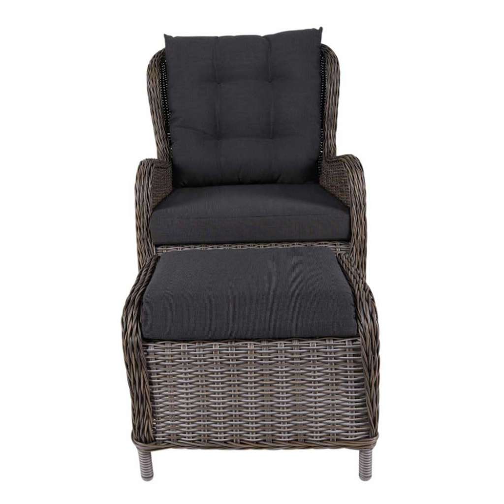 Flechtsessel in Grau Kunstrattan Fußhocker (2-teilig)