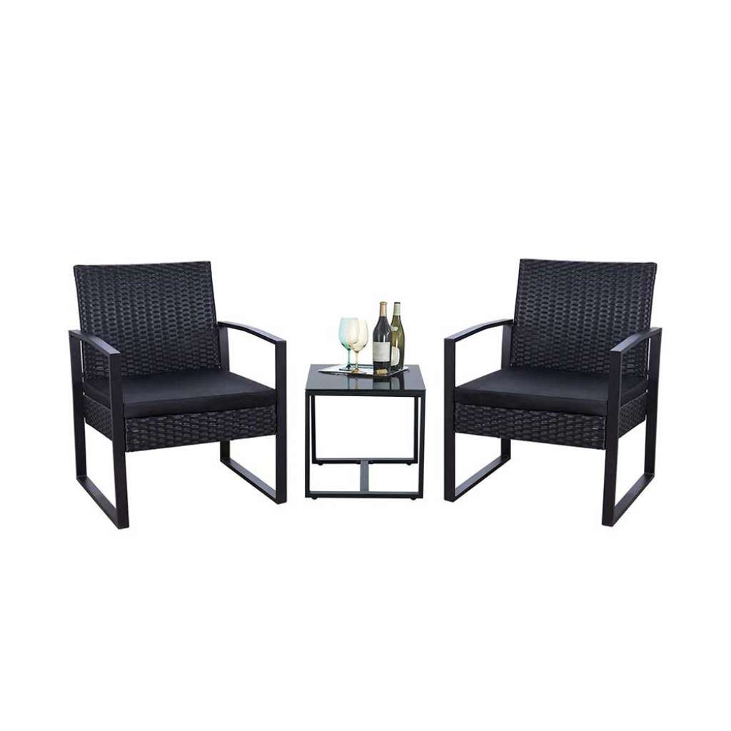 Balkonmöbel Set in Schwarz Kunstrattan modern (3-teilig)