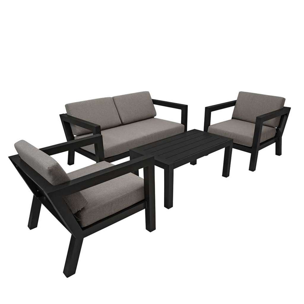Gartenmöbelset in Schwarz und Grau modern (4-teilig)