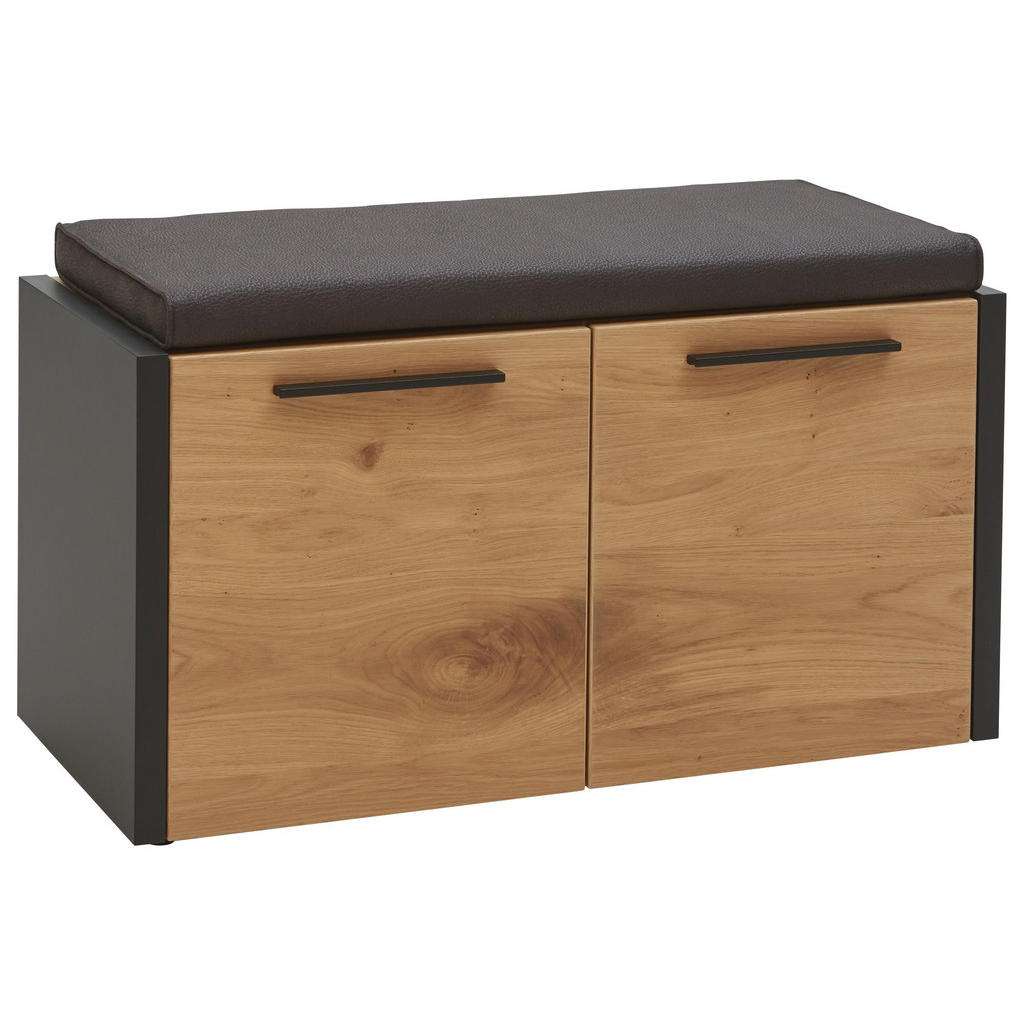 GARDEROBENBANK Balkeneiche furniert Schwarz, Eichefarben