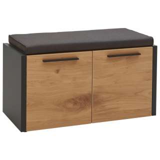 GARDEROBENBANK Balkeneiche furniert Schwarz, Eichefarben