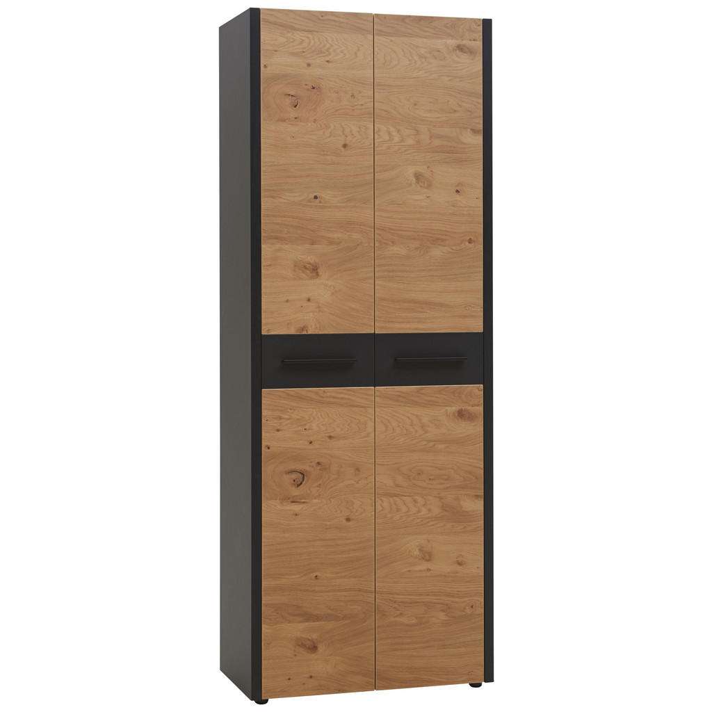 GARDEROBENSCHRANK Balkeneiche furniert matt, lackiert Schwarz, Eichefarben
