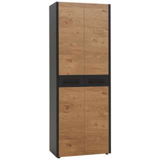 GARDEROBENSCHRANK Balkeneiche furniert matt, lackiert Schwarz, Eichefarben
