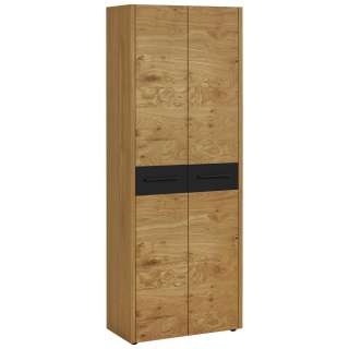 GARDEROBENSCHRANK Eiche, Balkeneiche furniert matt, lackiert Schwarz, Eichefarben