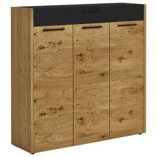 SCHUHSCHRANK Eiche, Balkeneiche furniert matt, lackiert Schwarz, Eichefarben