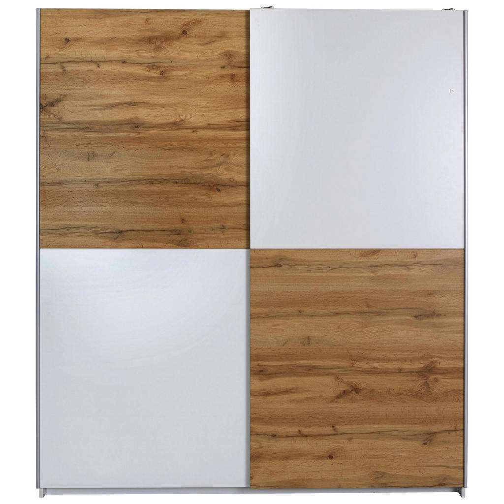 SCHWEBETÜRENSCHRANK 2-türig Weiß, Eichefarben