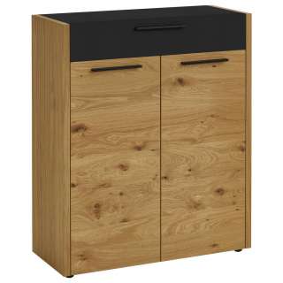 SCHUHSCHRANK Eiche, Balkeneiche furniert matt, lackiert Schwarz, Eichefarben