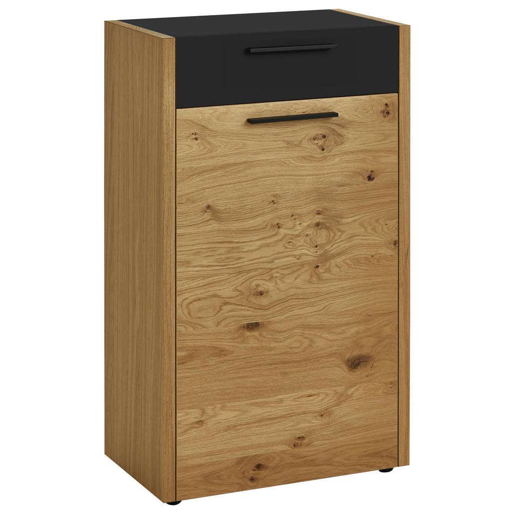 SCHUHSCHRANK Eiche, Balkeneiche furniert matt, lackiert Schwarz, Eichefarben
