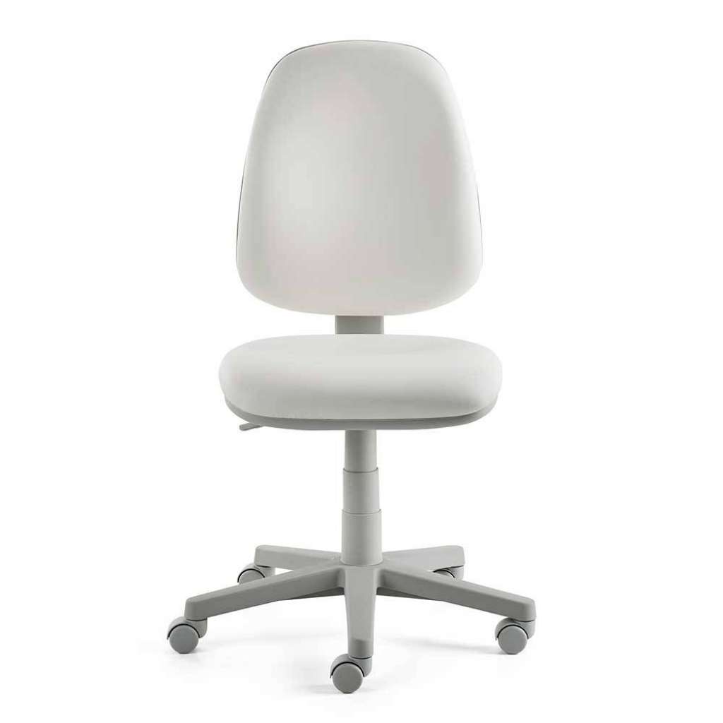 Bürodrehstuhl in Weiß Kunstleder verstellbarer Lehne