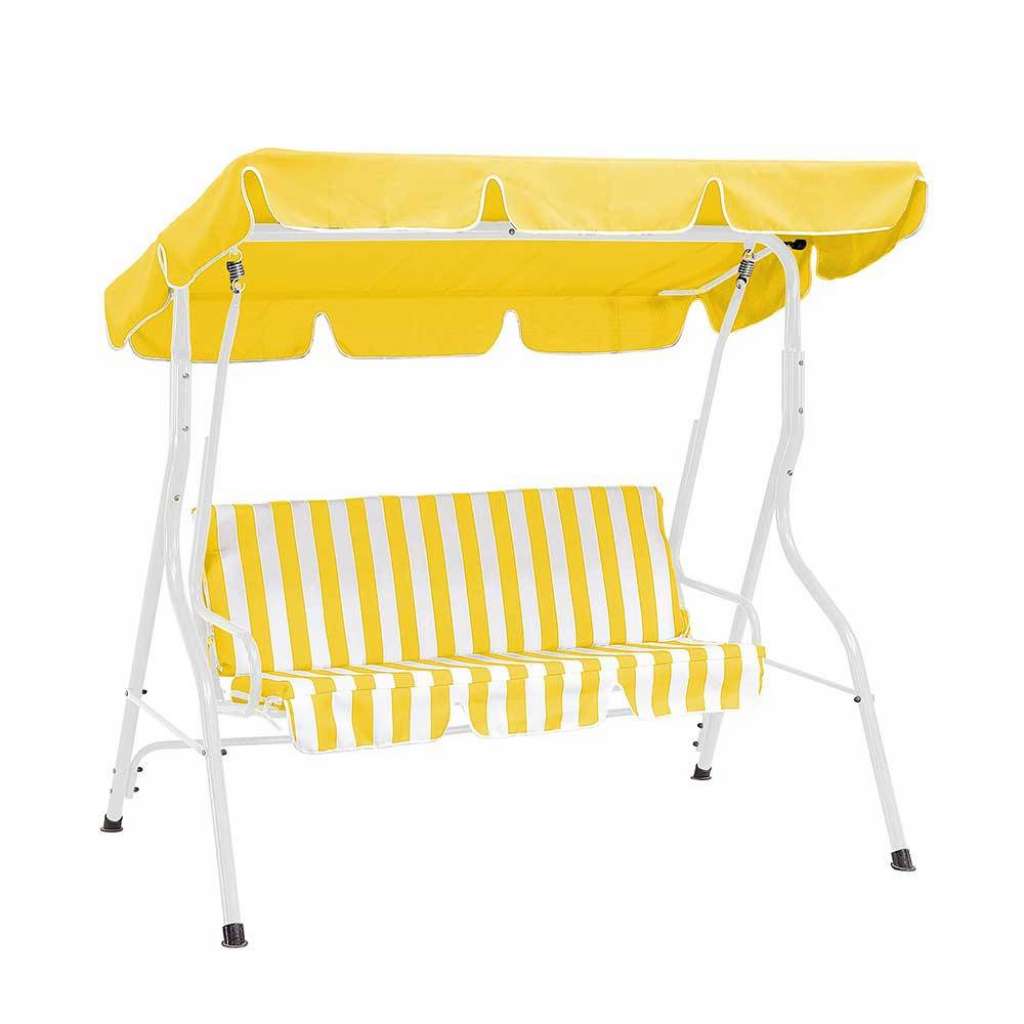 Garten Hollywoodschaukel in Gelb und Weiß gestreift 170 cm breit