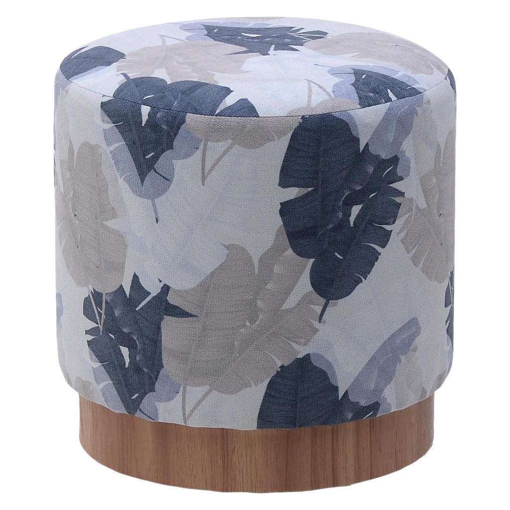 HOCKER Samt Blau, Weiß, Beige
