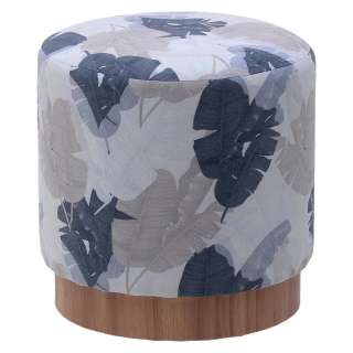 HOCKER Samt Blau, Weiß, Beige