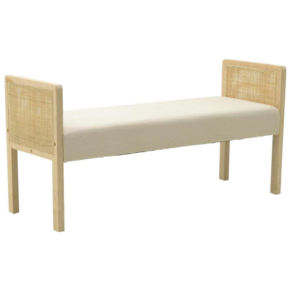 HOCKERBANK Samt Birke massiv Naturfarben, Beige