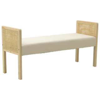 HOCKERBANK Samt Birke massiv Naturfarben, Beige