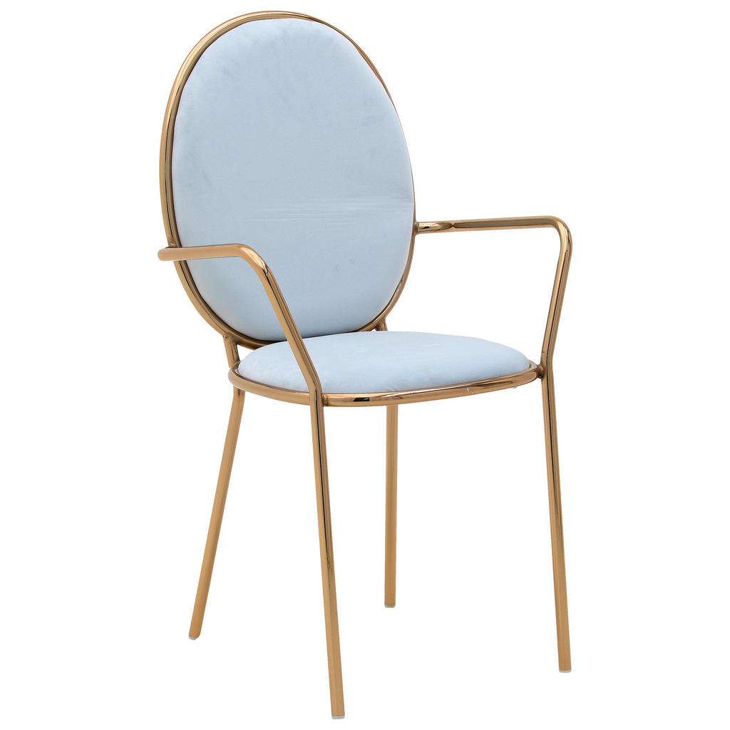 ARMLEHNSTUHL Samt Goldfarben, Hellblau